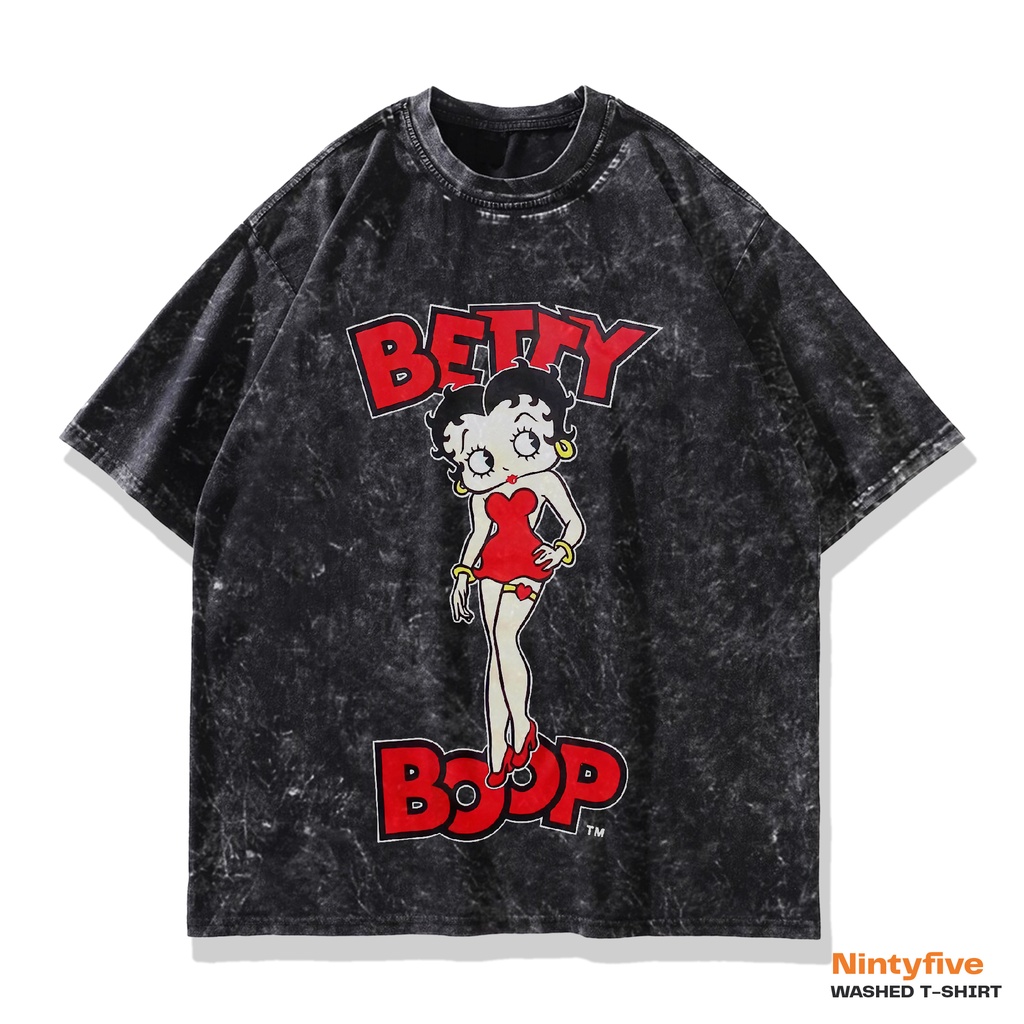 BettyBoop Tshirt Cartoon Betty Boop Oversize Washed Vintage Shirt