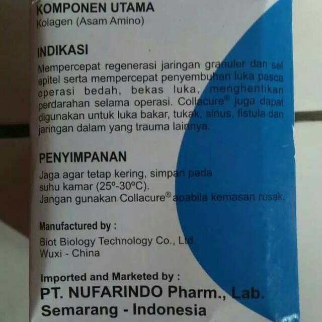 COLLACURE spon collagen dressing ukuran 50 x 50 x 5 mm
