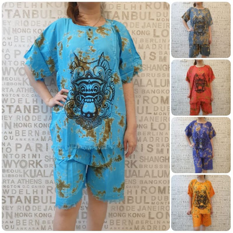 baju Bali stelan XL baju dan celana barong katun dewasa