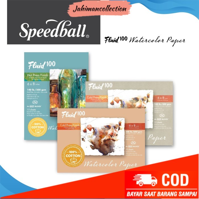 

✨ BISA COD ✨ Kertas Cat Air Fluid 100 Speedball 6'x8' Watercolor Paper Blocks - Cold Pressed, 300gsm