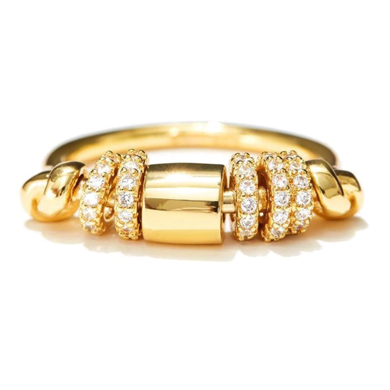 Cincin Fidget Spinner Kristal Zircon Warna-Warni Anti Stress Untuk Pria / Wanita