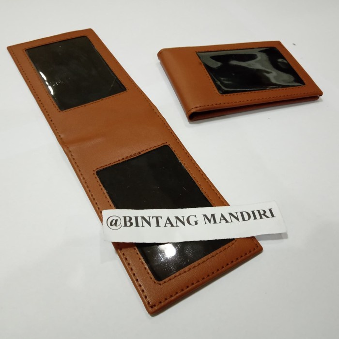 

Terlaris Name Tag Id Card Saku Dompet Kartu Kulit 2 Slot Coklat Doff Premium Promo