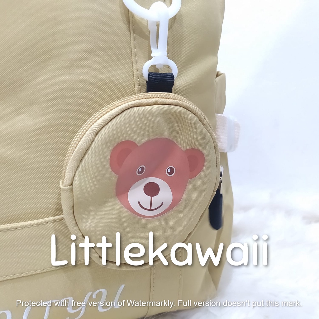 LK/Tas Ransel Laptop Backpack Tenteng Sekolah Fashion Korean Style Anak Remaja Dewasa Gesper Gantungan Dompet Bear Import