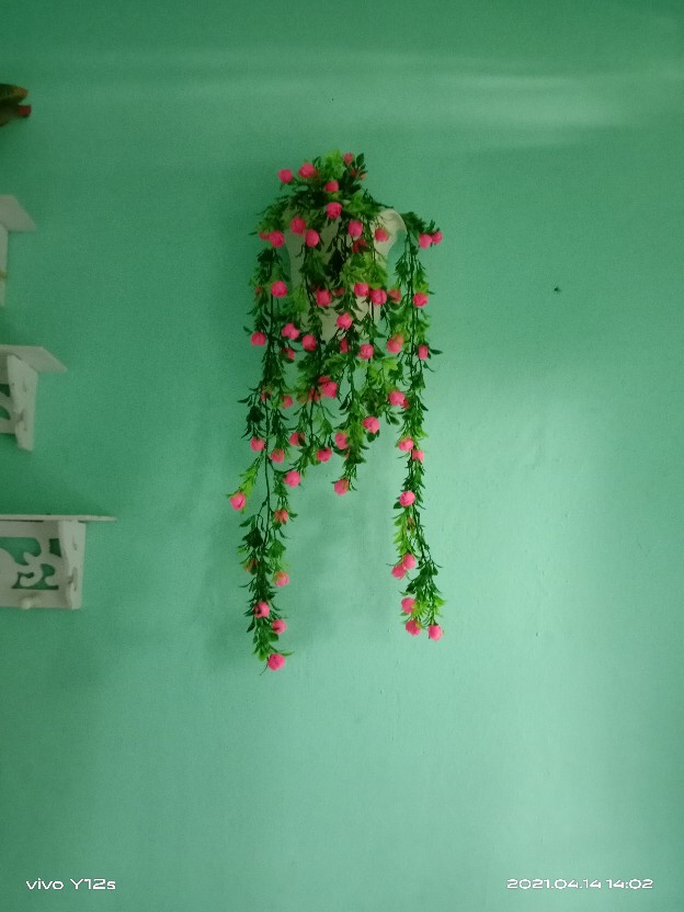 Paket Juntai Vernalya Priti+pot Dinding/bunga Plastik/daun Rambat Plastik/rumput Plastik/floral Foam