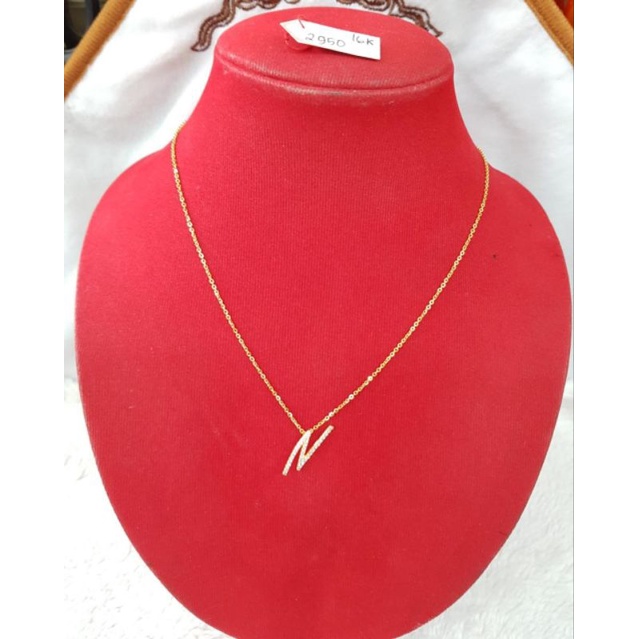 KL466JM59JM kalung gisella abjad inisial huruf N emas asli permata putih collection wanita gold bera