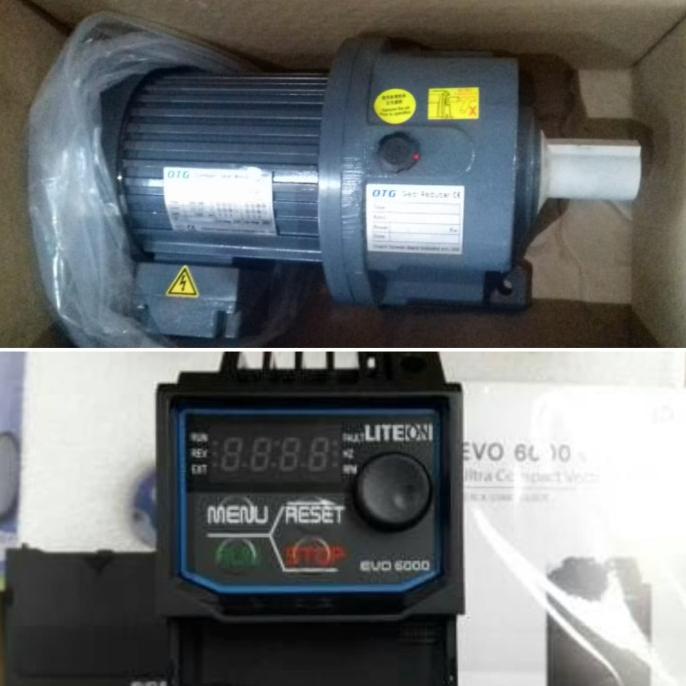 Paket Motor Induksi Gearbox 3 Phase 1/2 Hp (400Watt) + Inverter 220V