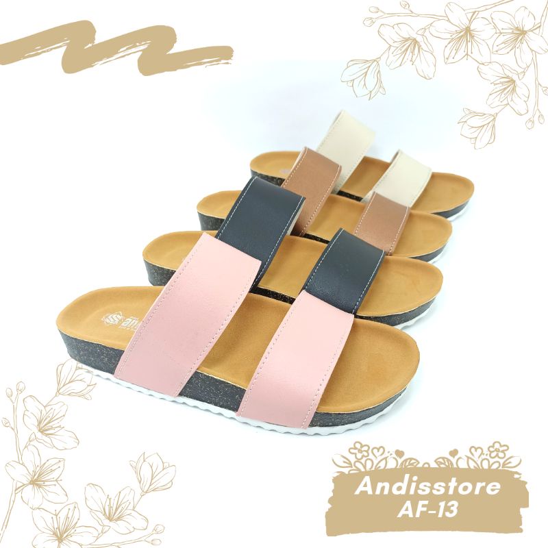 Sandal Birken Wanita Sendal Slop Sandals Slip On Andis AF13