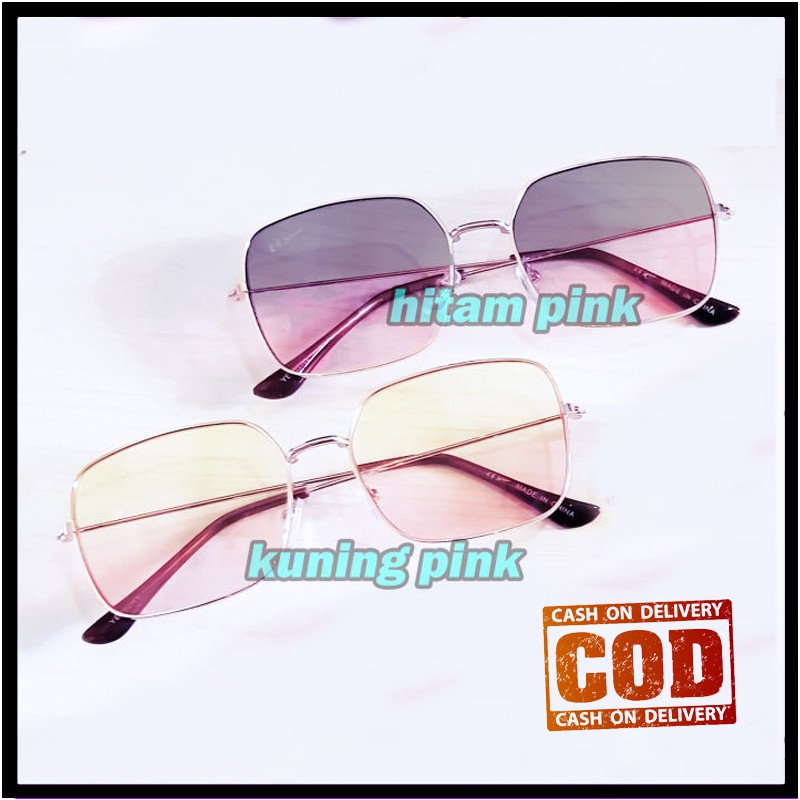 Kacamata Fashion Kotak Dual Color Sunglasses Sunnies Wanita Pria Kaca Mata Dewasa Fashion Kotak