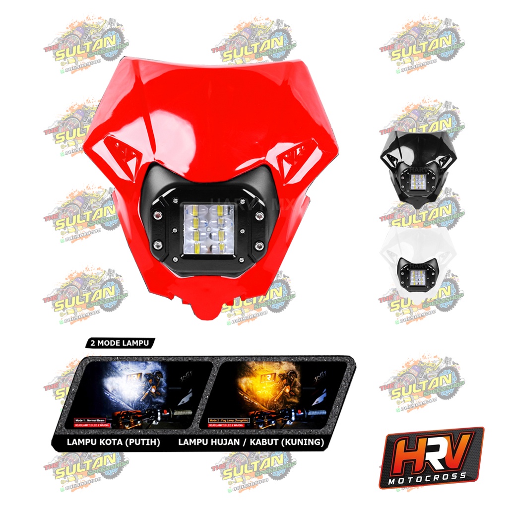 LAMPU DEPAN REFLEKTOR HEAD LAMP + COVER LED 8 MATA JELLY CRF 150 L HRV