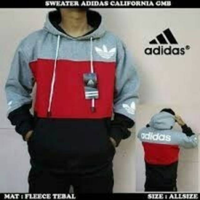 Jaket adidas 3D / jumper hoodie / jaket distro / jaket premium / jaket merah abu hitam / jaket murah