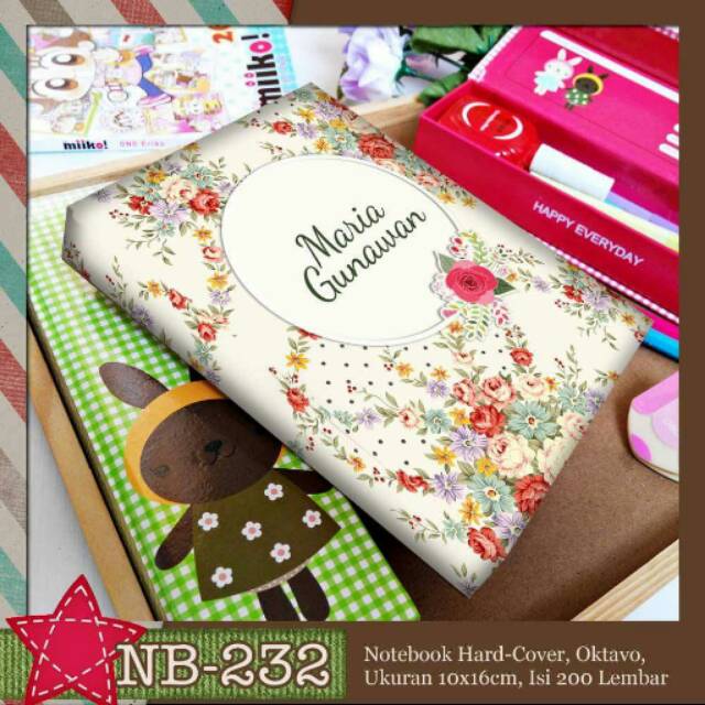 

Aneka Notebook Custom A6 Shabby Flowers FREE tambah nama