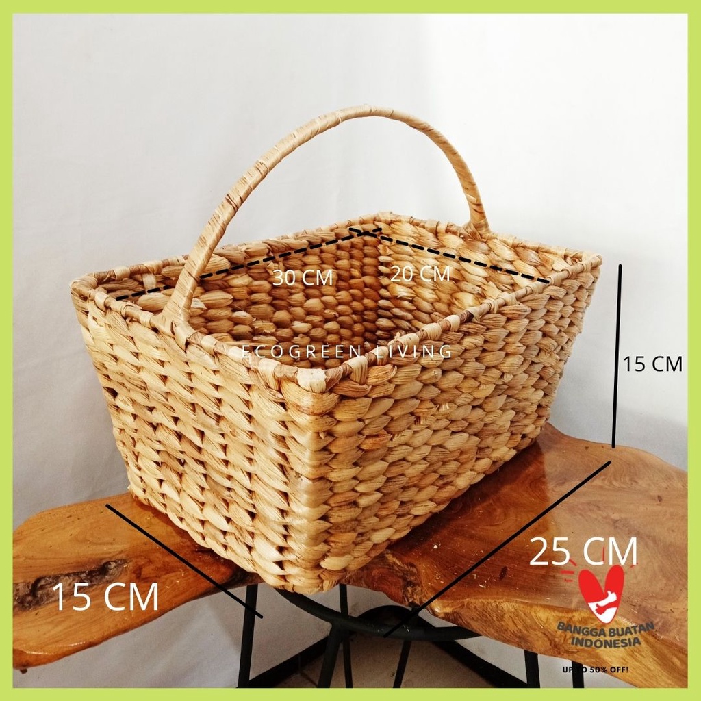 KERANJANG BUAH / KOTAK BUAH / TEMPAT BUAH / FRUIT BASKET ANYAMAN ENCENG GONDOK/ HAMPERS BOX A001