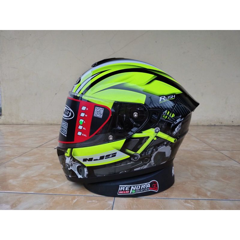 Helm NJS Zx1 Motif/ Poloss. NJS ZX- 1R Solid White. Original 100% ( Ogkir Termurah 2kg )-ZX-1 Rush YELO GLOS