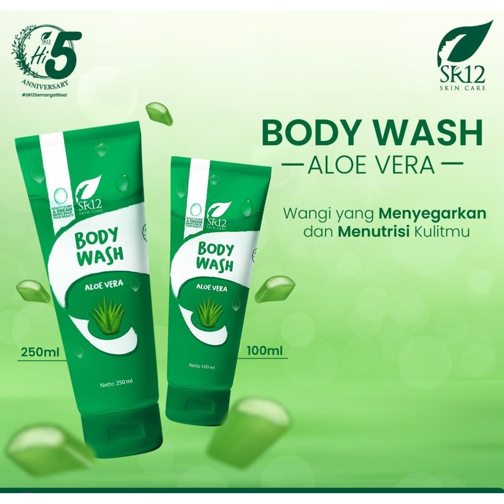 BODY WASH SR12 100ml 250ml Tube Pump Aloe Vera Lidah Buaya Black Coffee Kopi Hitam Menyegarkan Tubuh