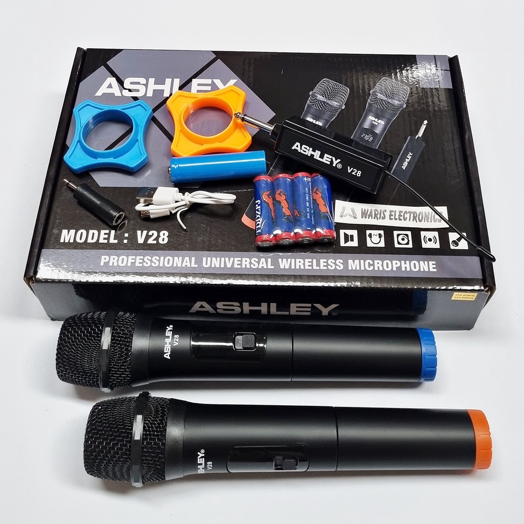 Mic Microphone Ashley V28 Wireless Tanpa Kabel