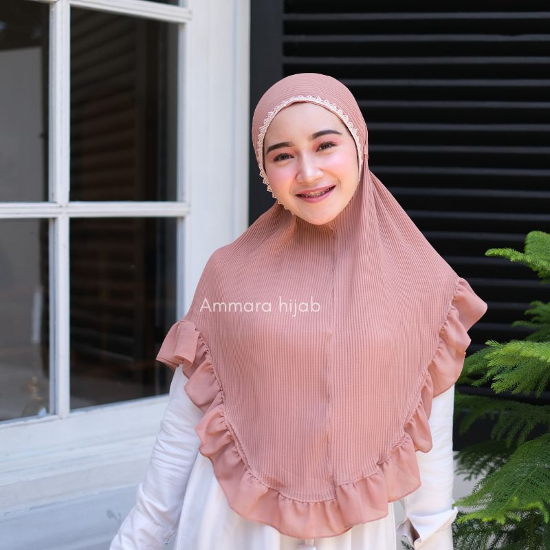 jilbab bergo instan tali plisket naila renda rempel