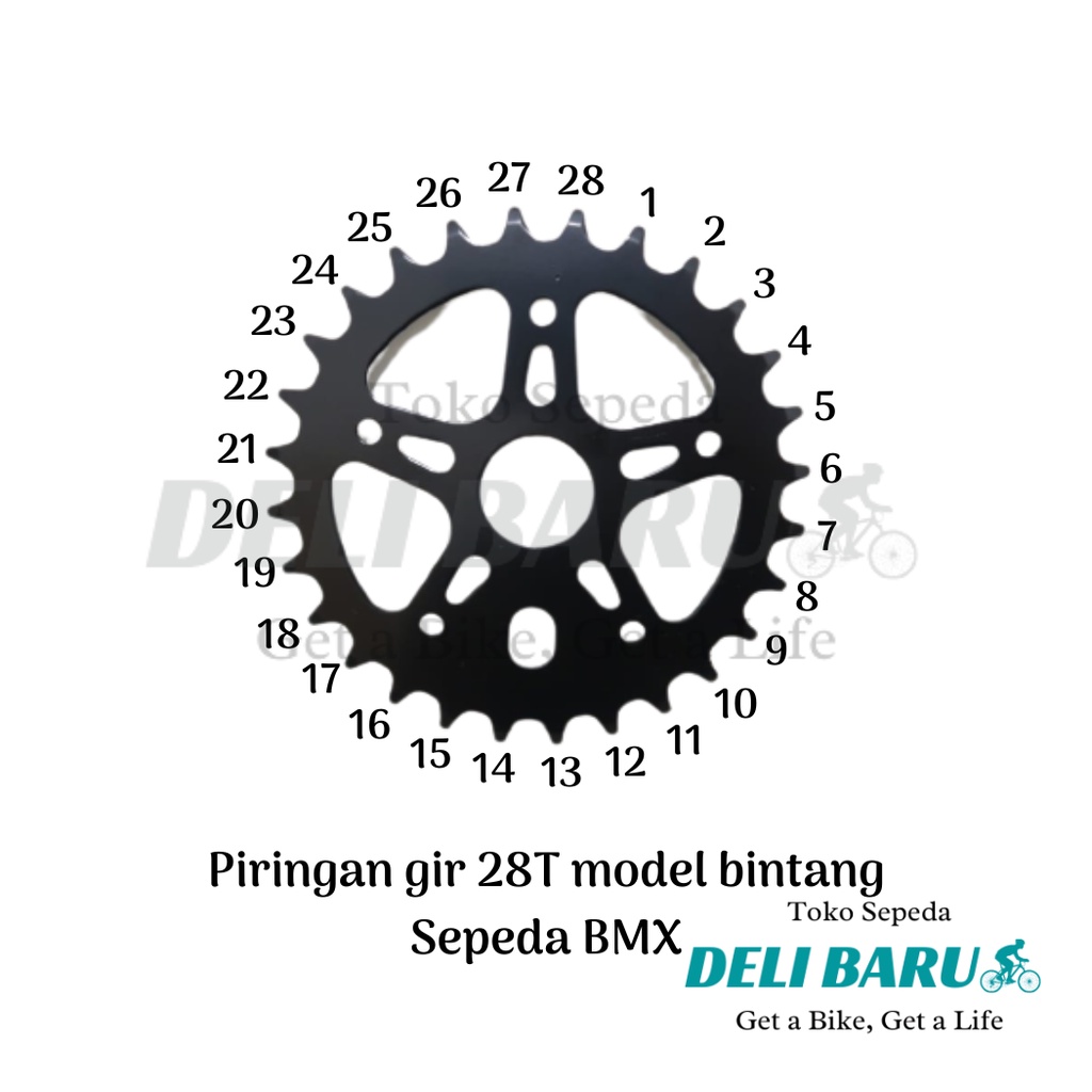 Delibaru Piringan gir 28T model bintang sepeda BMX