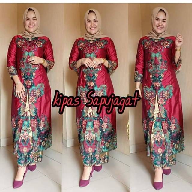 Kebaya modern kipas sapu jagad ori pelangi jaya