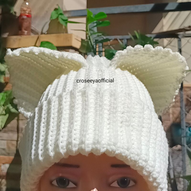 CROSEEYAOFFICIAL Hendery Crochet Beanie Hat Cat Beanie