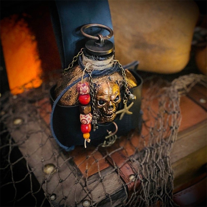 Ornamen Botol Labu Bentuk Tengkorak Bajak Laut Bahan Resin Untuk Halloween