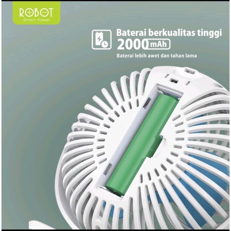 Kipas Mini Kipas Portable ROBOT RT-BF10 Portable Fan, Powerbank 2000mAh