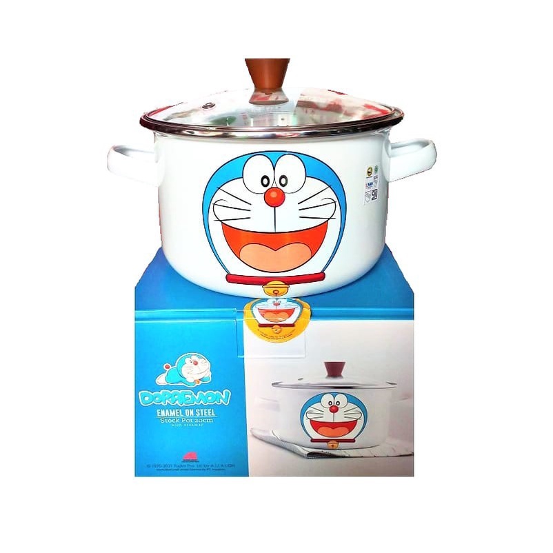Stock Pot Doraemon 20cm Free Steamer Basket Enamel Stainless -Steamer Maspion