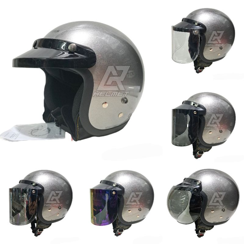 helm CARGLOSS ORIGINAL silver met kaca datar