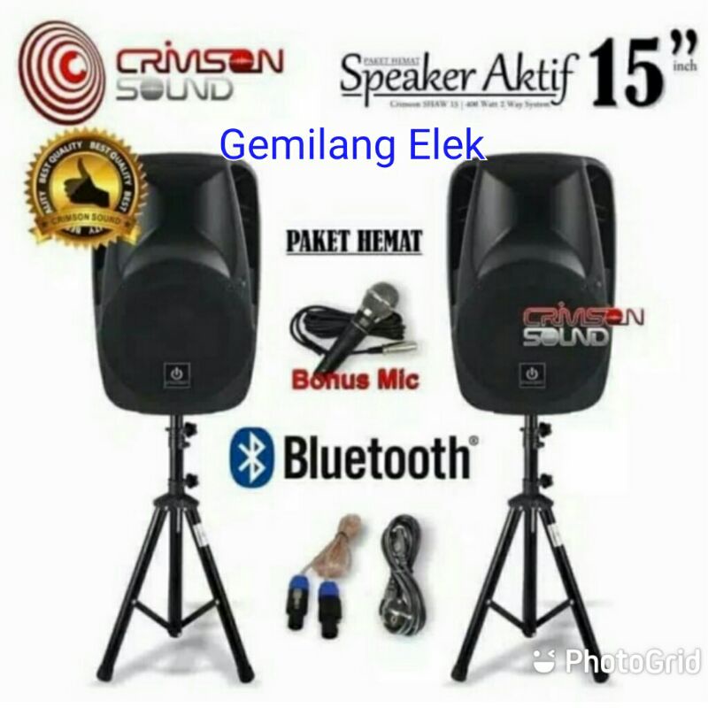 PAKET KOMPLIT SPEAKER AKTIF CRIMSON SHOW 15 INCH BLUETOOTH