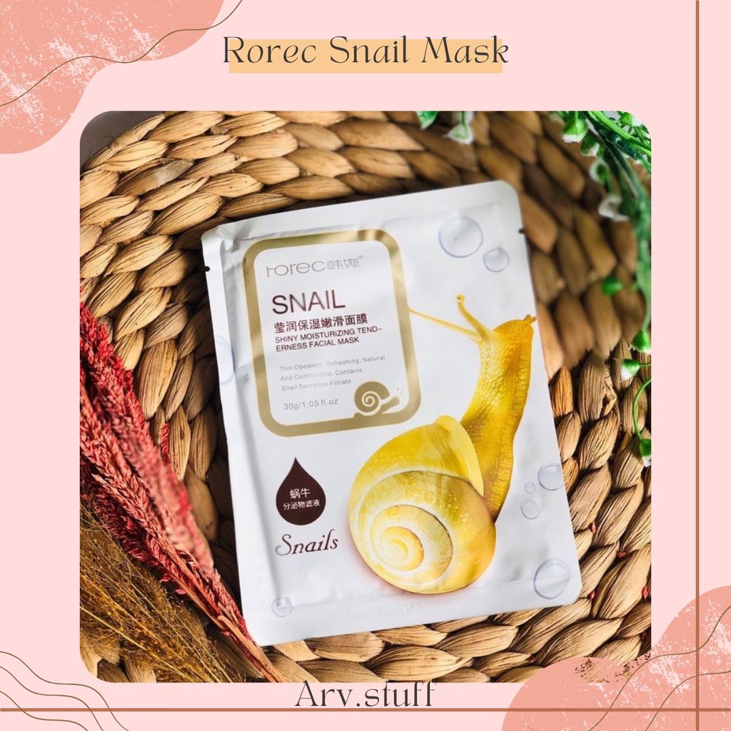 SHEETMASK ROREC SNAIL / Masker Korea, Masker Wajah, Kaya Manfaat, Treatment Muka, Perawatan dan Kecantikan Kulit Wajah