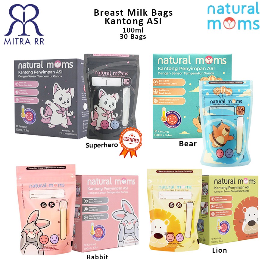 Natural Moms Breastmilk Storage Bags 100 Ml / 120 Ml / 150 Ml - Kantong Plastik ASI Natural Mom