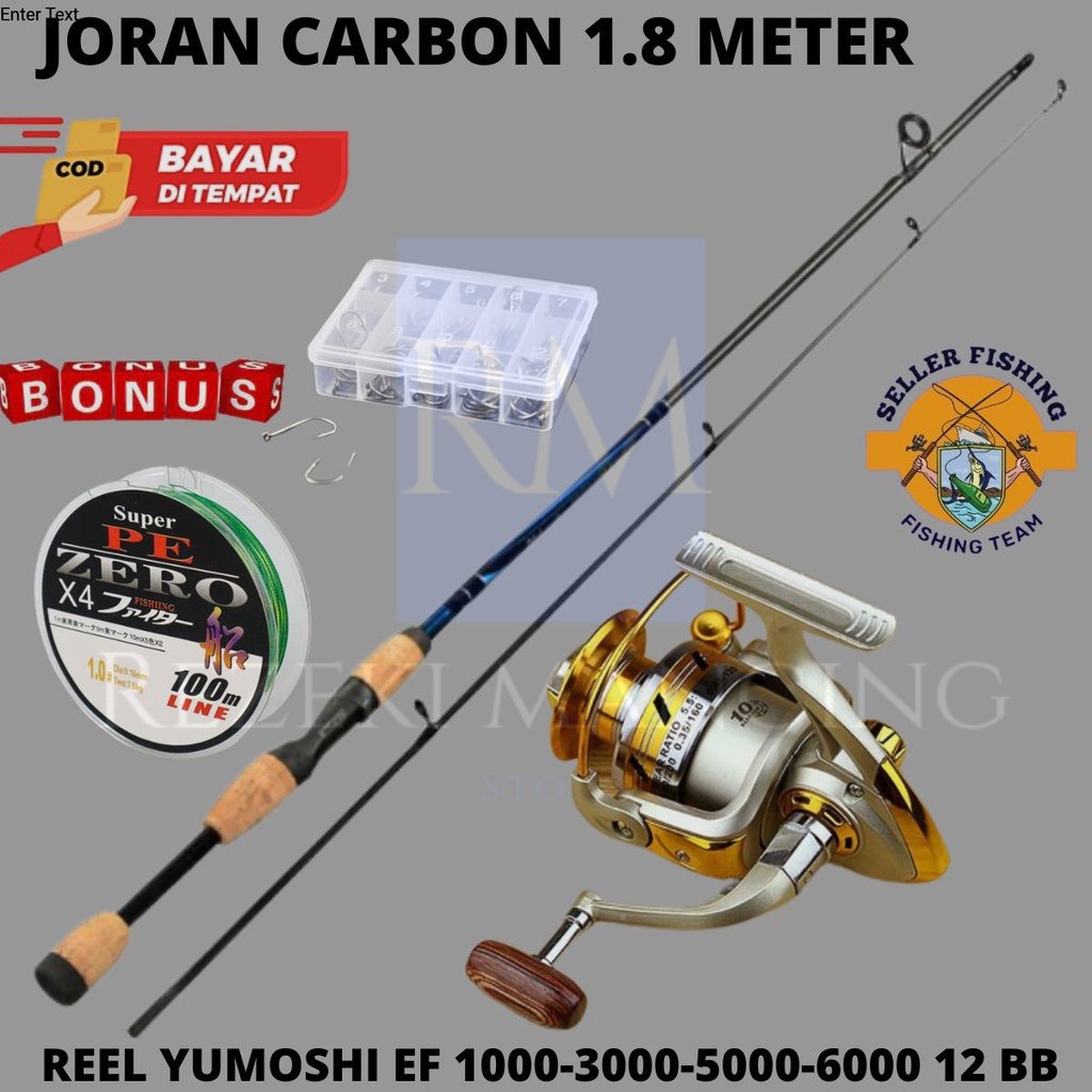 Set Pancing Joran 1.8 Meter Rel Pancing Rill Pancing Yumoshi EF1000 3000 5000 6000 9000 Reel Pancing