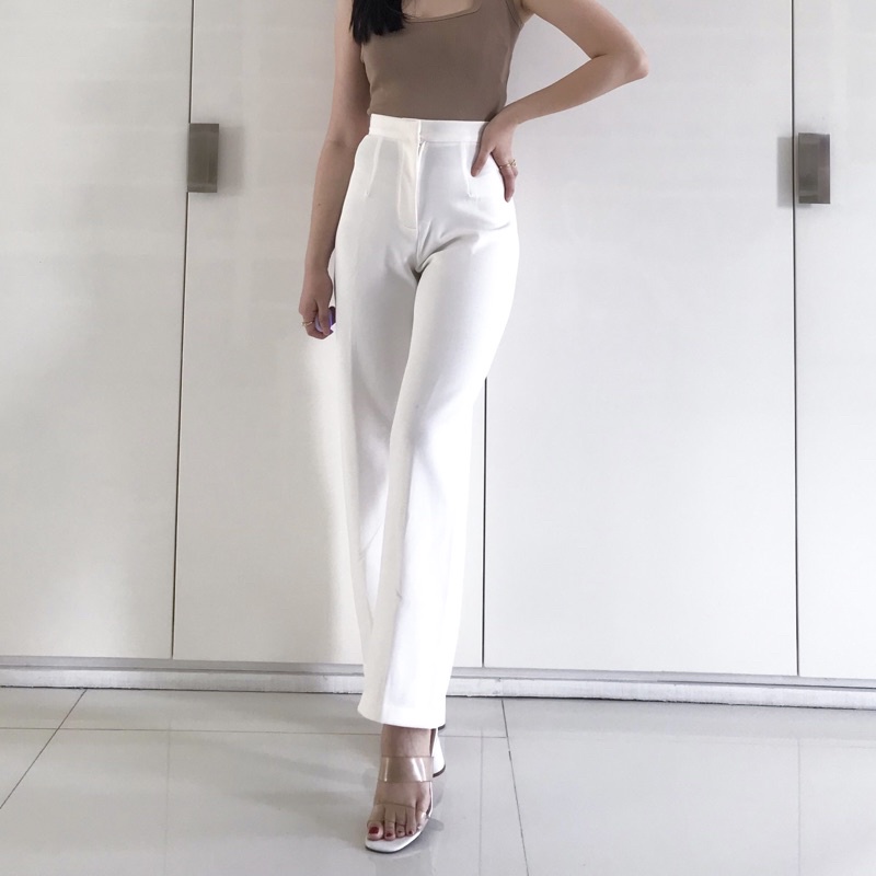 Rome Long Cullote / Kulot Panjang Scuba-Putih