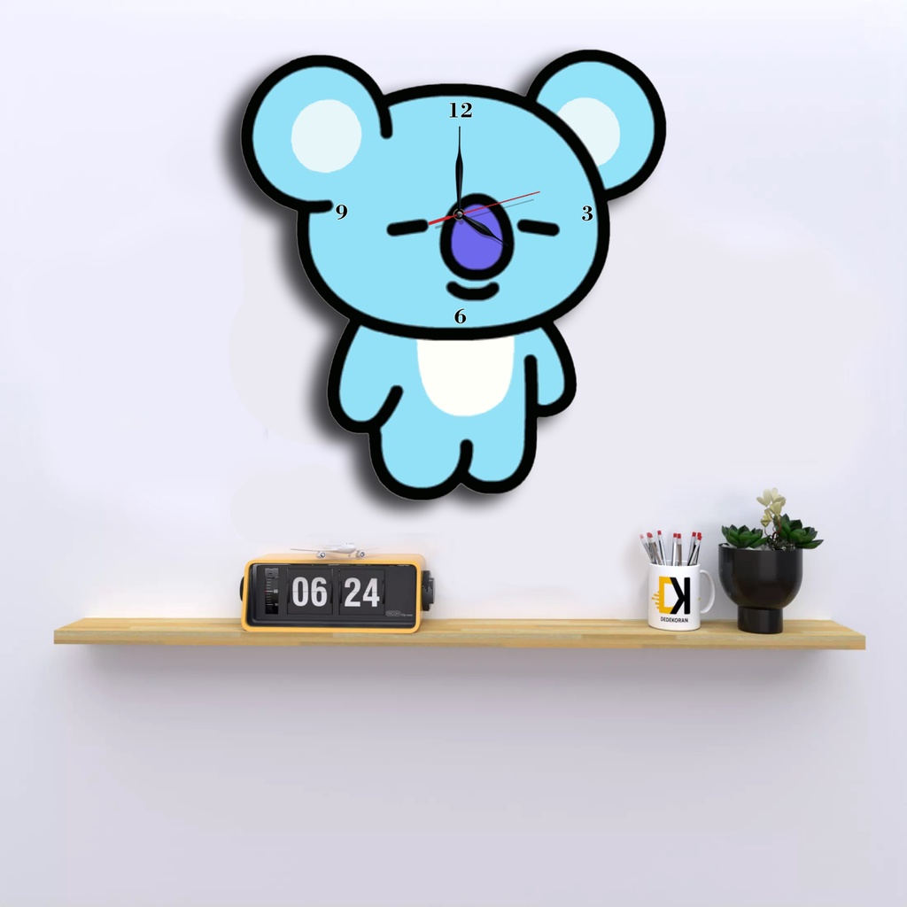 Jam Dinding Pola Unik Design BTS  BT21 Special Edition Free Vintage Box + Baterai rajadekorofficial-Koya