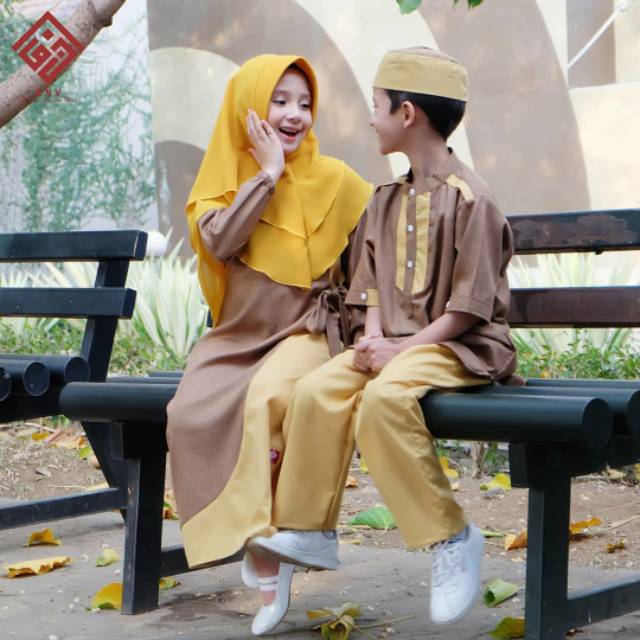 Gamis Set Anak Junior ANV Namira Katun Medina Umur 7 8 9 10 12 tahunl