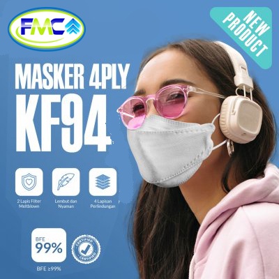 Masker KF94 4 Ply Isi 10 Pcs Premium Masker Korea Kesehatan Warna Import Warna Hitam Putih
