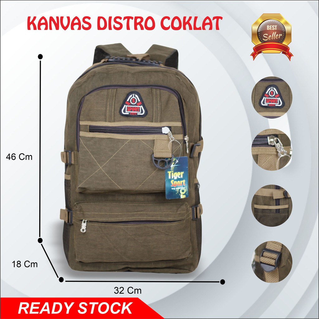 Jual Tas Ransel Punggung Kanvas Distro Traveling Hiking Gunung Sekolah Camping Murah Cowok Cewek