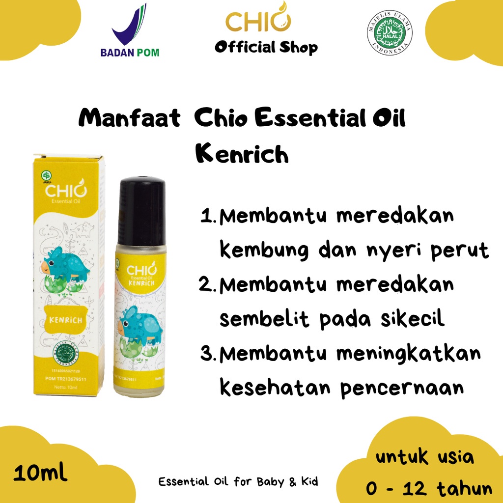 Chio Roll On Baby Essential Oil Baby and Kid Kemasan Dino