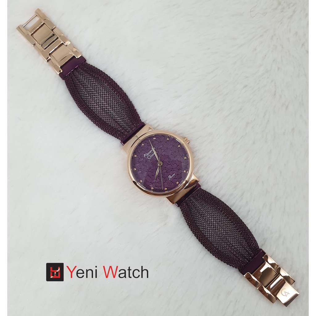 Alexandre Christie Ac2779 Rosegold Violet Jam Tangan Wanita Original Arloji Fashion