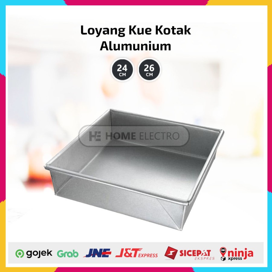 Loyang Kue Persegi Alumunium Segi Oven Tangkring Bakeware Oven - 24 x 24 x 6 cm