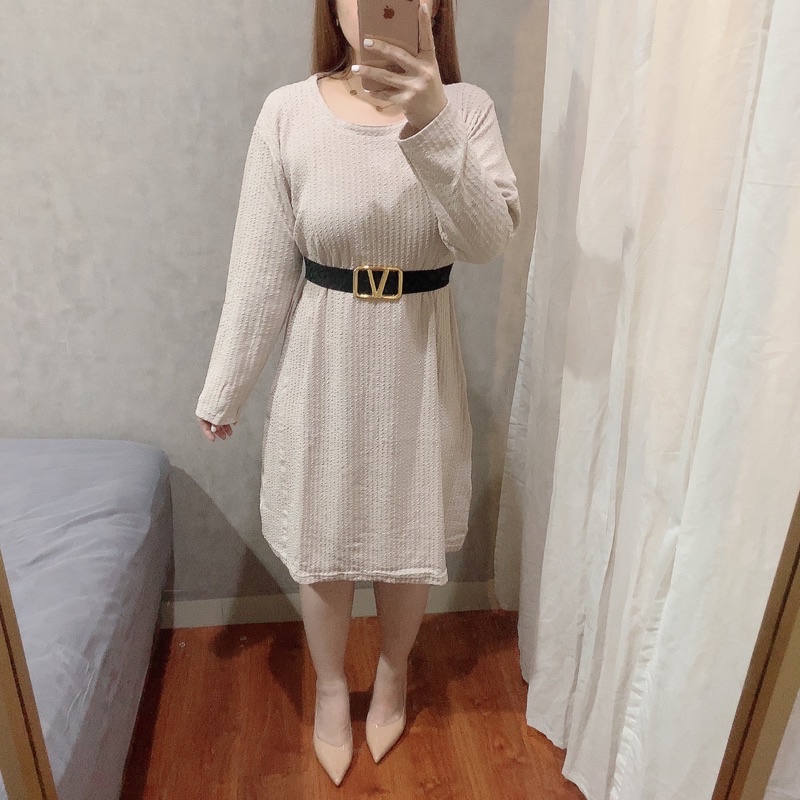 Midi Knit Dress Long Sleeve Oversize | Dress Jumbo Korean Fashion | Maimon Grosir