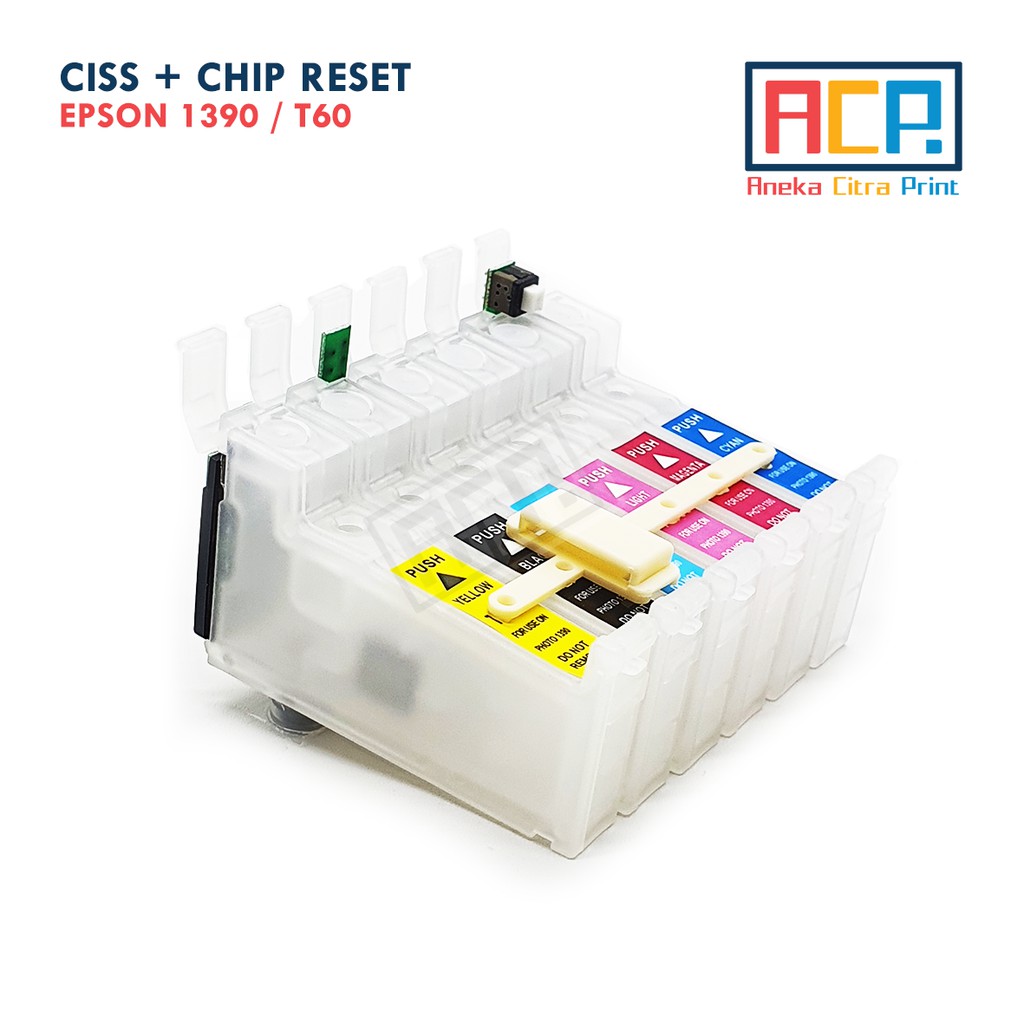 CISS Cartridge Infus EPSON T60 / 1390 / R1390 Plus Chip Reset - NEW