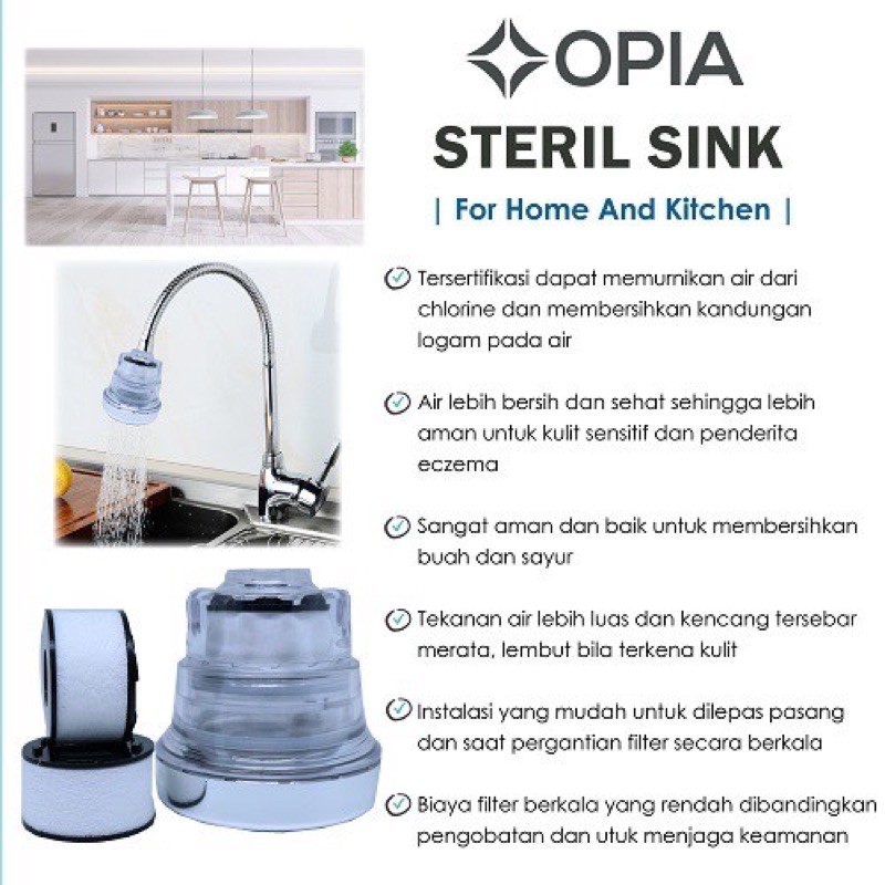 Opia steril sink head filter water purifier - saringan air kran