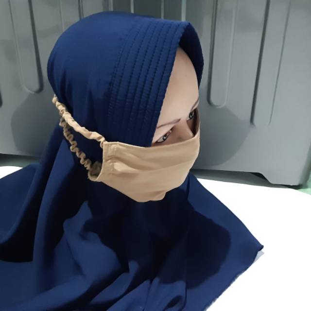 Masker Kain Toyobo 2 Lapis 2ply Tali Serut Kerut Karet Hijab Shopee Indonesia