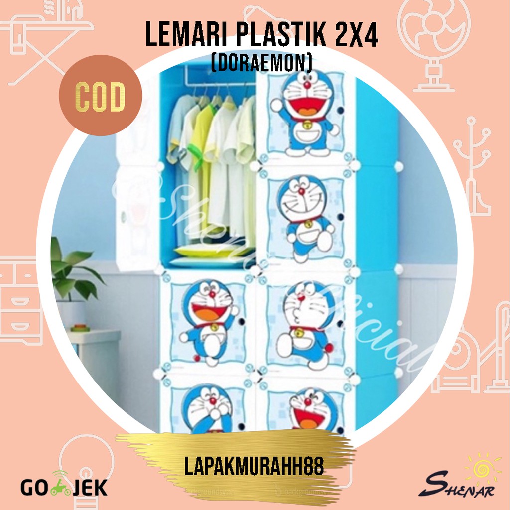 LEMARI PAKAIAN (2X4)/RAK SERBAGUNA/RAK SUSUN PLASTIK/LEMARI BAJU/LEMARI 8 PINTU-LAPAKMURAHH88