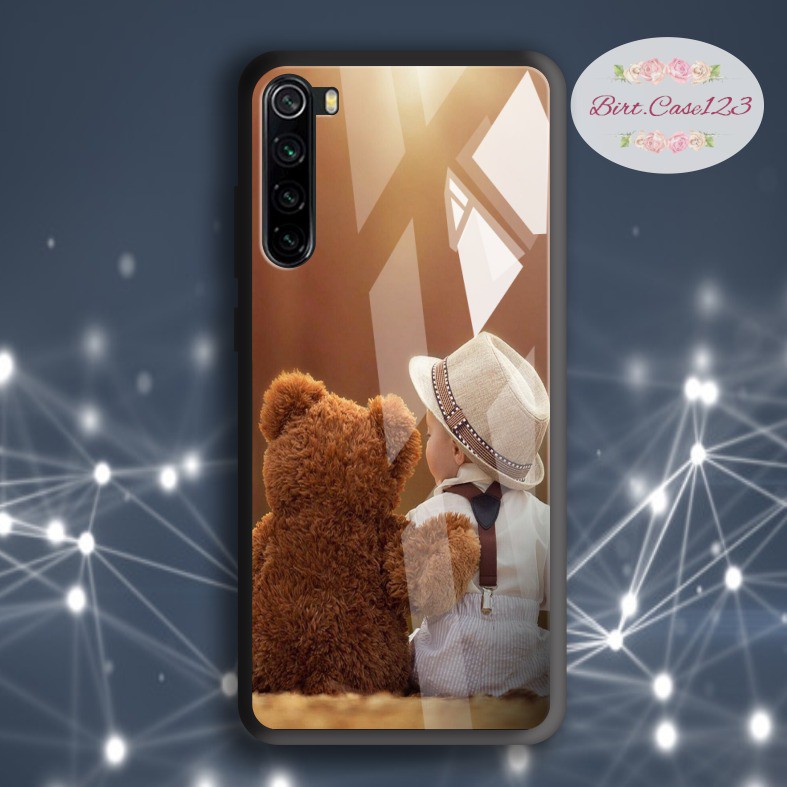 back case glass cute bears Oppo A3s A1k A5 A9 2020 A7 F9 A5s A31 A52 A53 A92 A37 A57 A59 A71 BC5383