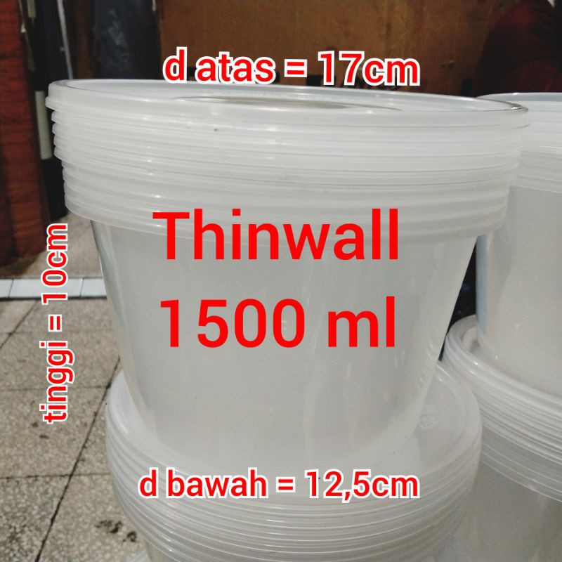 Thinwall Mangkok Mika Microwave Mikrowave 1500ml bulat tutup