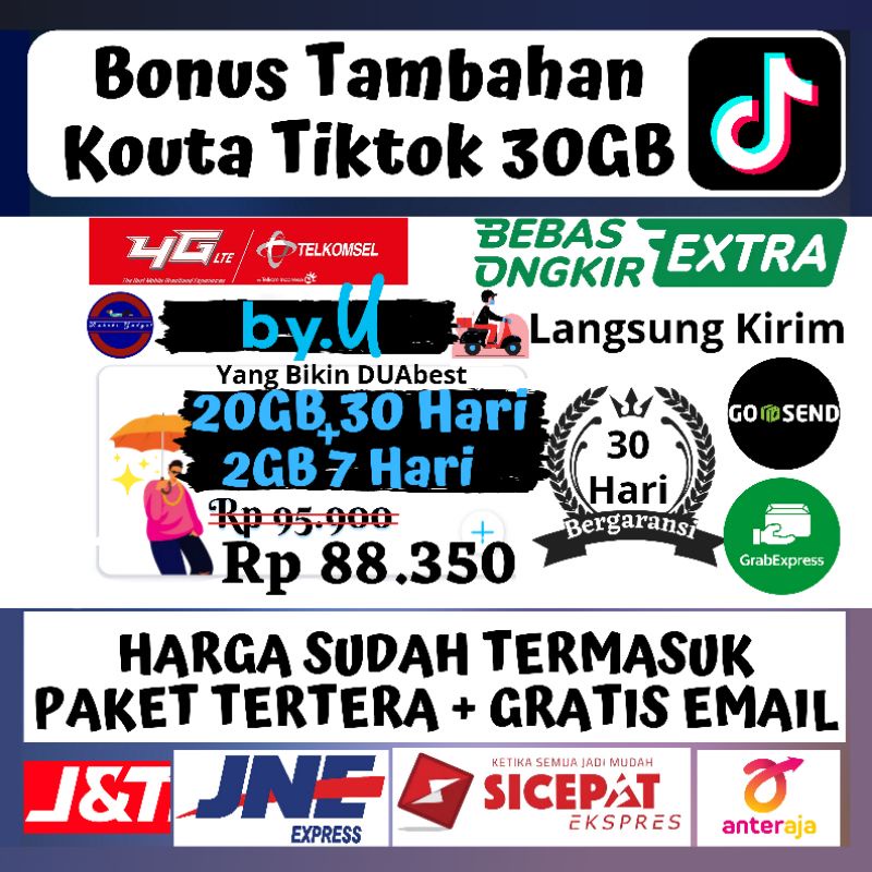 Kartu Perdana By UU By.U By Telkomsel 20GB 30 Hari + Bonus Kouta