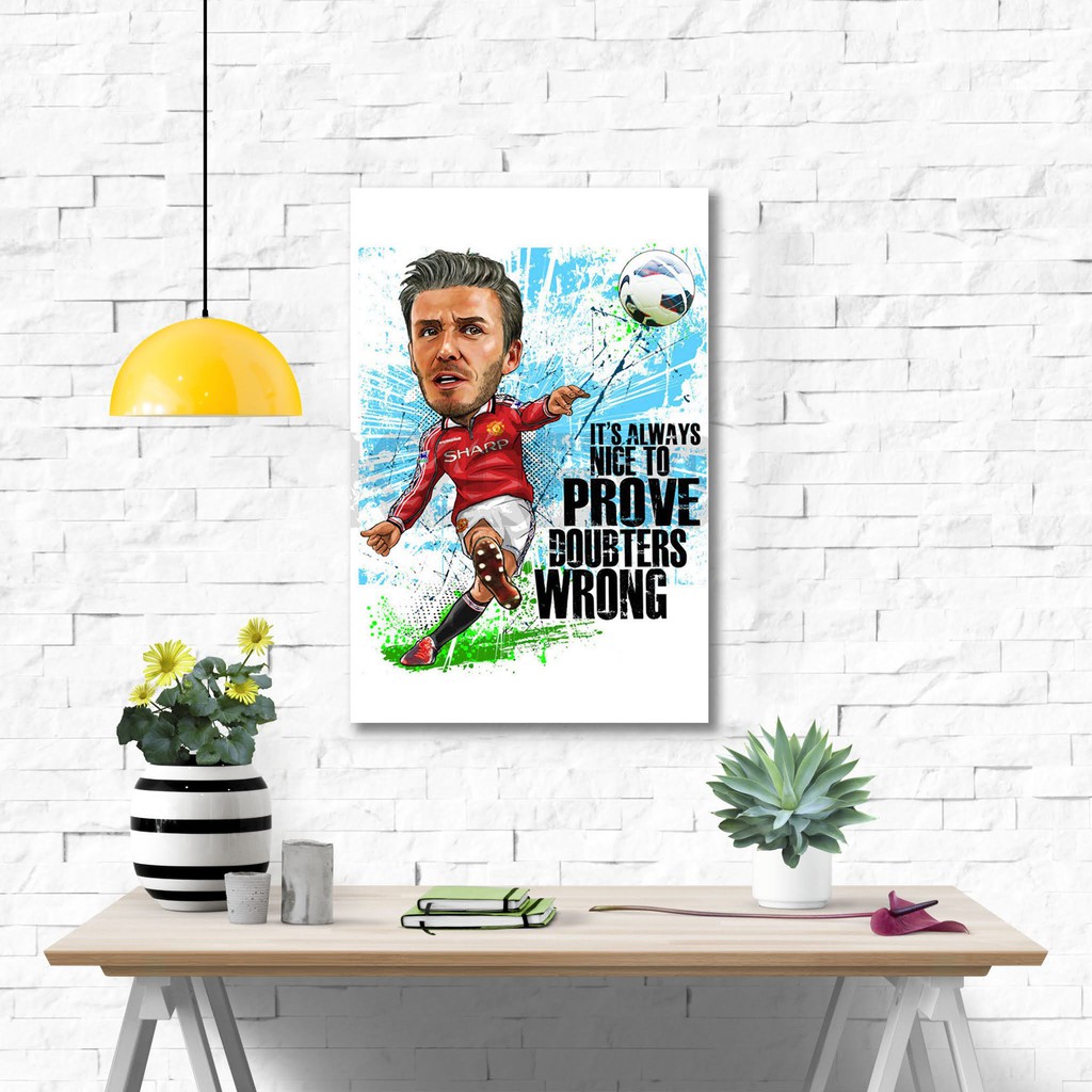 Poster kayu pajangan kamar - David Beckham Manchester