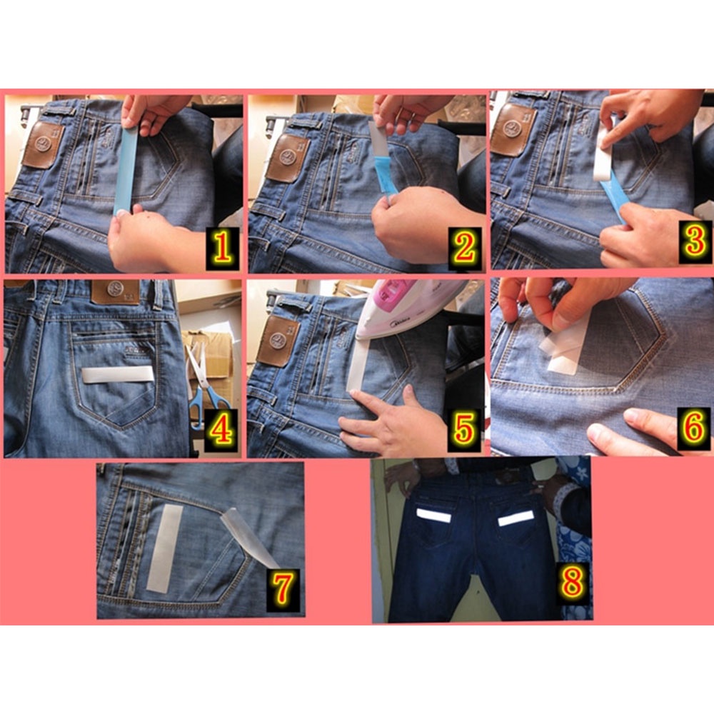 Reflective Sticker Heat Press Skotlet Scotlight Reflector Kain Jaket Jas Hujan Rompi Safety Meteran