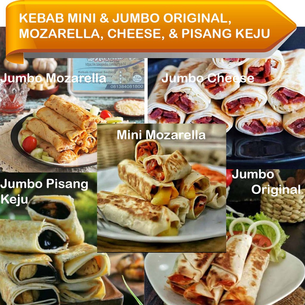 

Kebab Mini & Jumbo Mozarella, Original, Cheese, & Pisang Keju